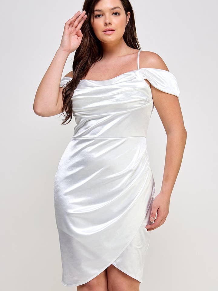 ARA USA – wholesale Dress – Women's – 6785 (Plus Size Off shoulder Shirring Satin Dress)8