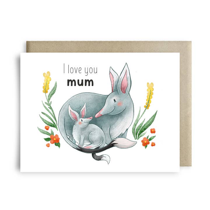 Australian bilby recycled mother’s day card for wholesale by Stray Leaves
