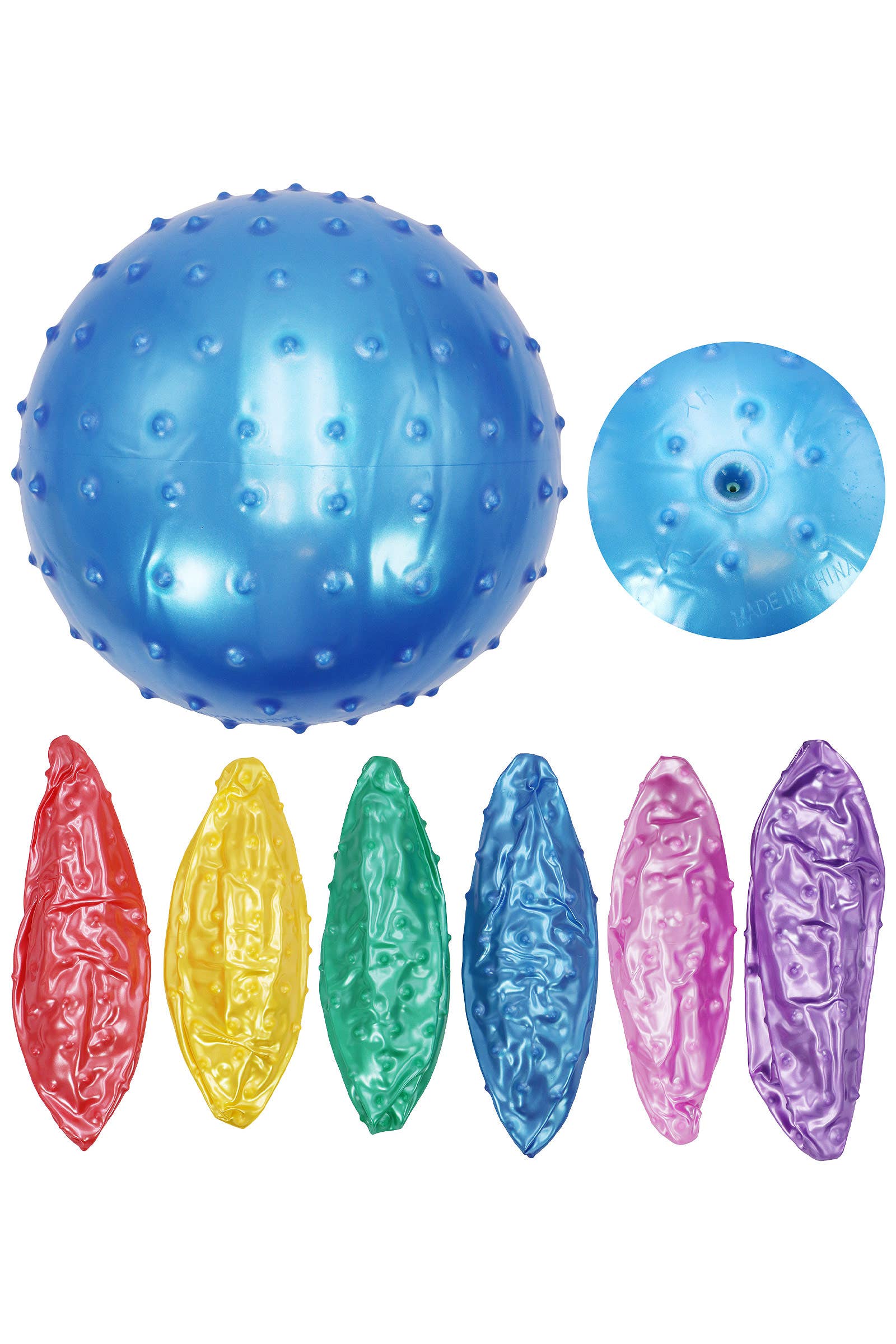 ASSORTED 7.5 Inch Spiky Bouncy Knobby Balls - Deflated for wholesale on Faire