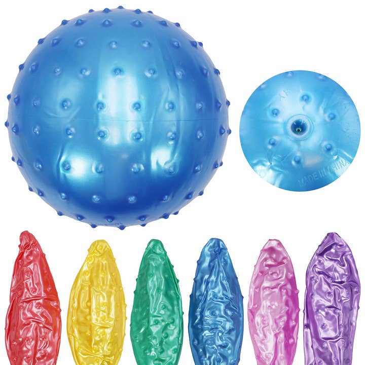 ASSORTED 7.5 Inch Spiky Bouncy Knobby Balls - Deflated for wholesale on Faire0