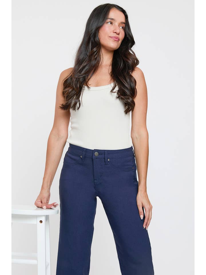 Navy Hyperstretch Cropped Wide Leg Flood Pants, Navy-WF122631 for wholesale on Faire7