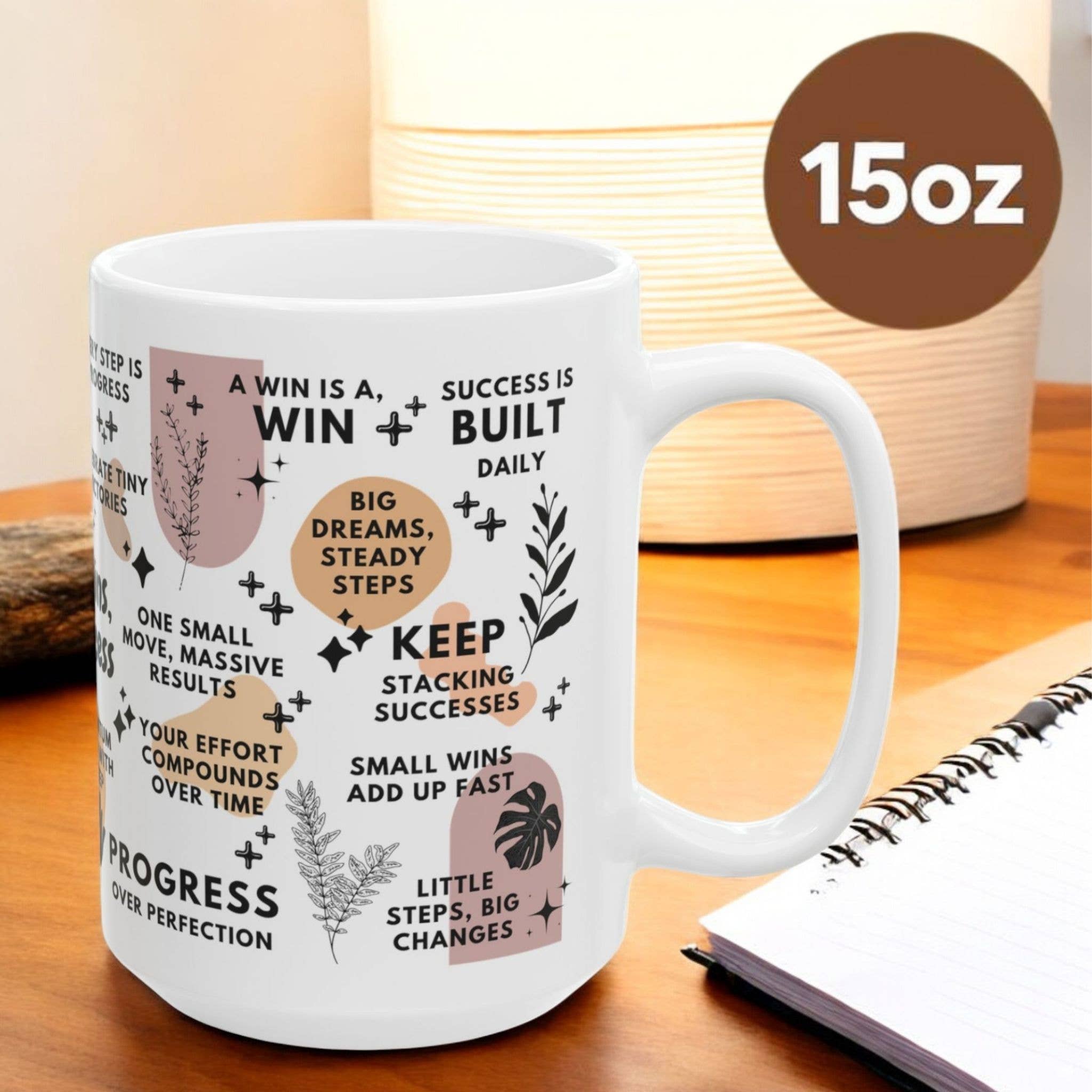 EMESLY - Wholesale Coffee Mug - Small Wins Big Success Motivational Coffee Mug; 11oz/15oz5