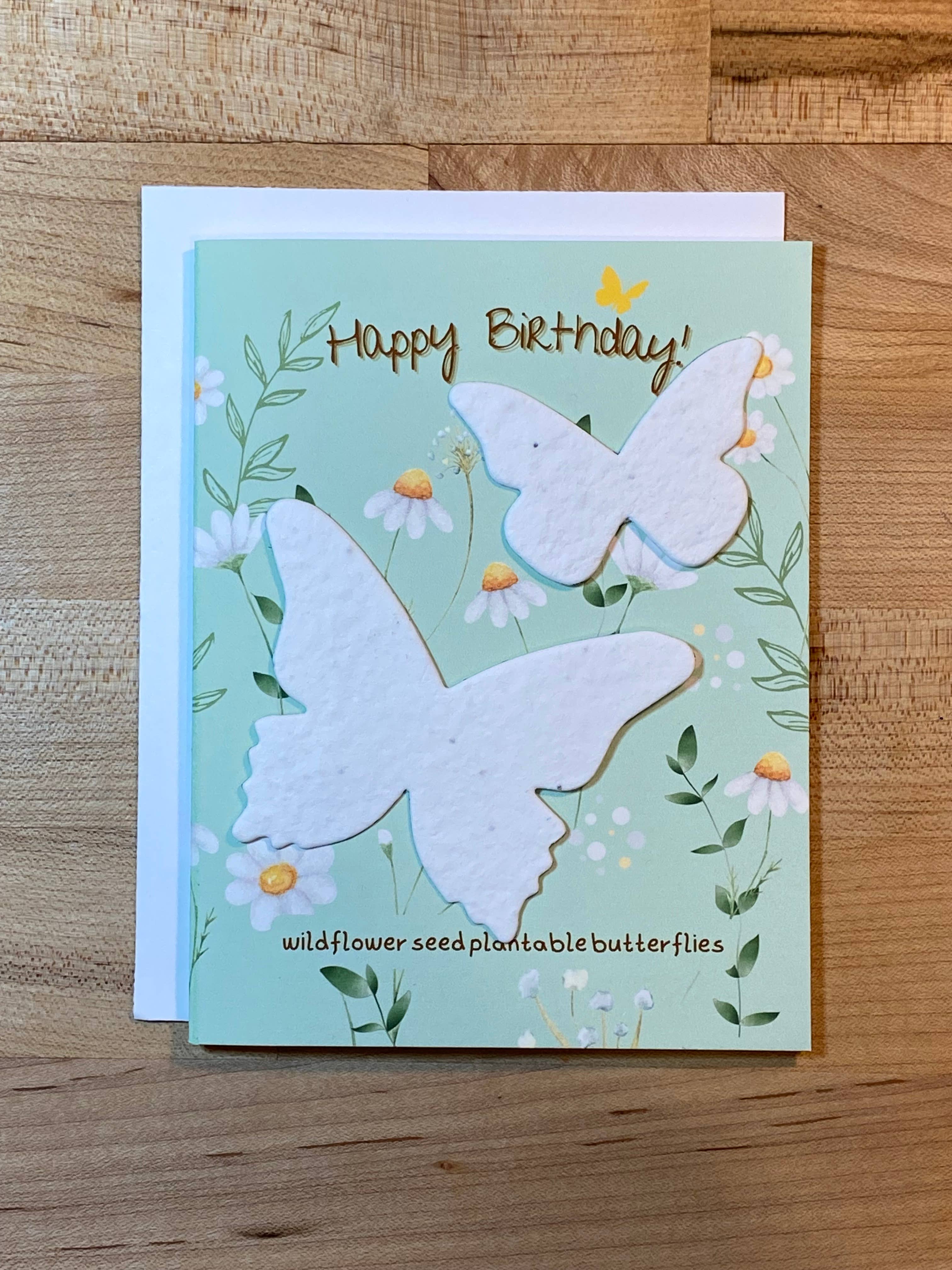 The Raven’s Edge Studio - Wholesale Verjaardagskaartje - Plantbare Vlinder Verjaardagskaart: Wildebloem Zaadpapier1