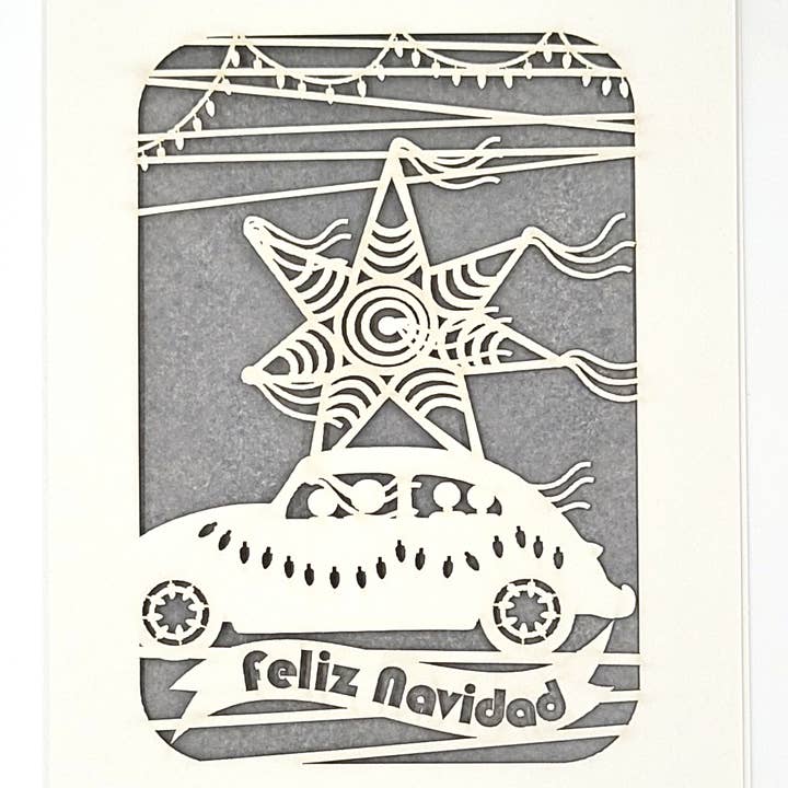 two hermanas – Engroshandel Julekort – Feliz Navidad med en VW bug y Pinta5