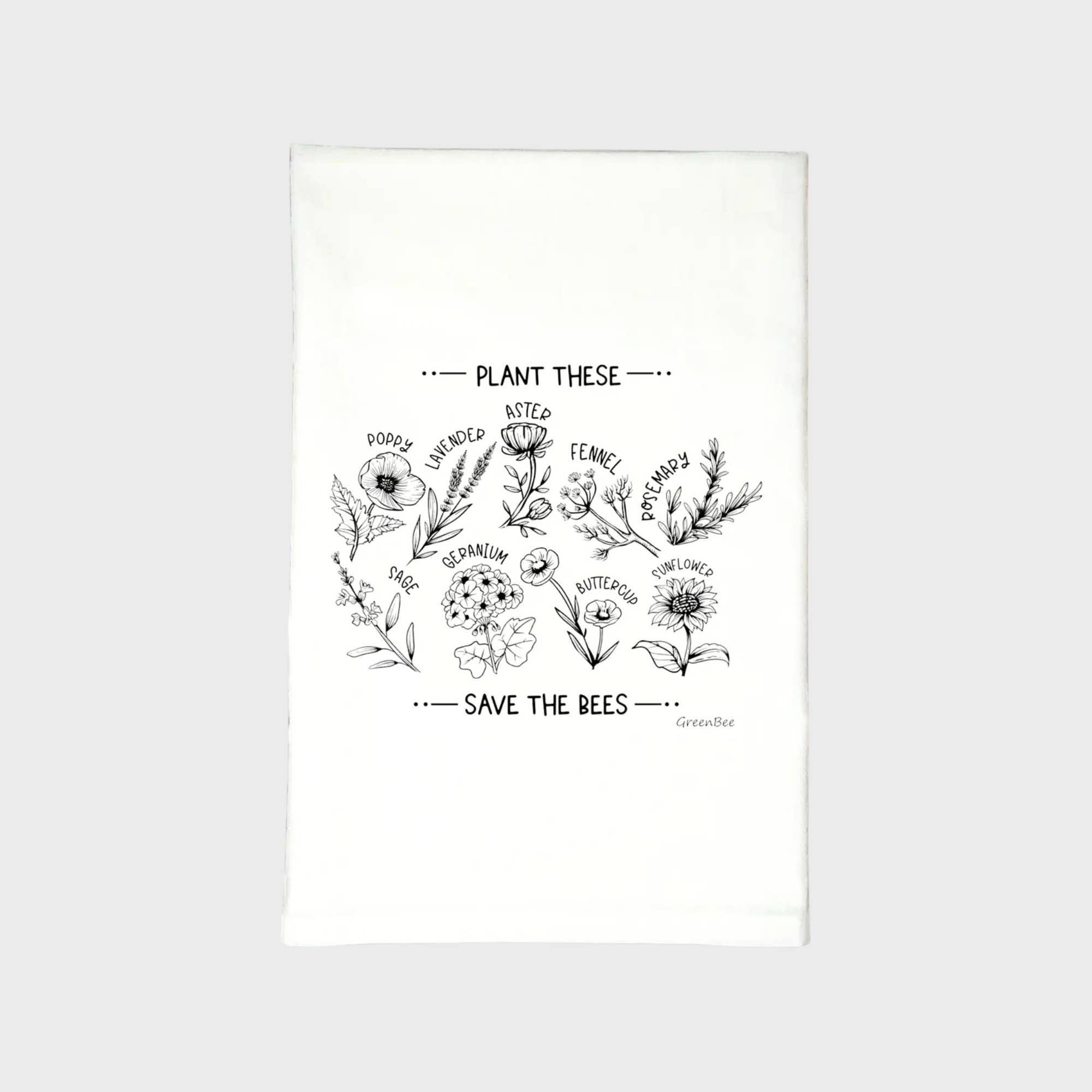 Green Bee Tea Towels - Wholesale Tea Towel - Save Bees Dish Towel | Tea Towels | Floral Kitchen Towels