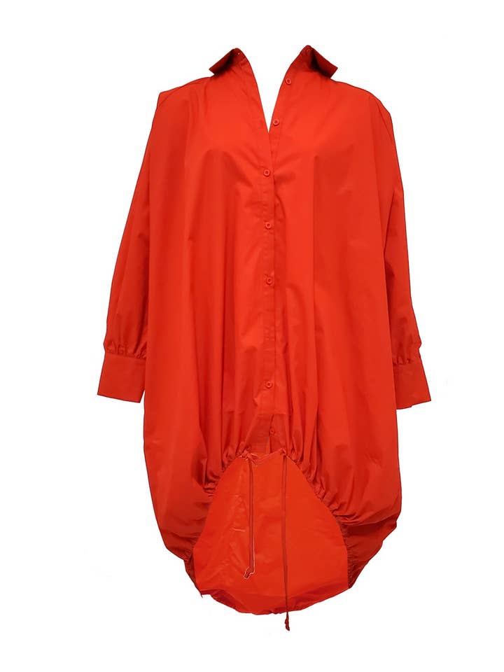 Namatt Design - Wholesale Dress - Women's - Plus Oversized Long Sleeve Drawstring Hem Shirt Dress