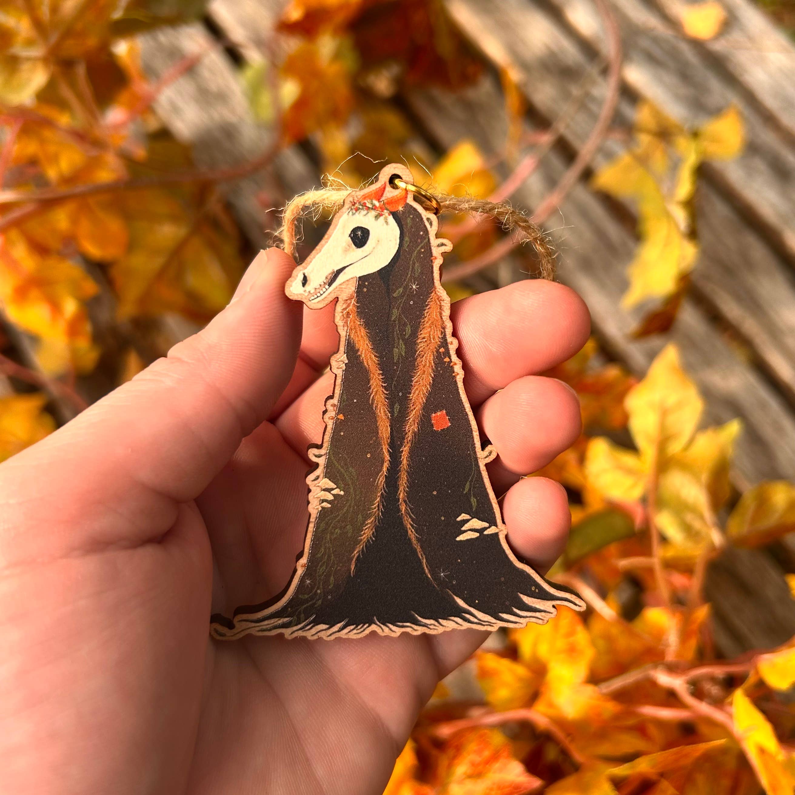 Glitter and Toadstools - Wholesale Ornament - Wooden Mari Lwyd Ornament  0