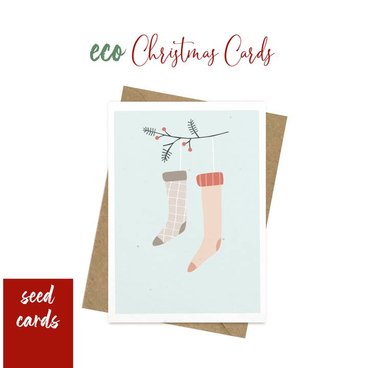 Plantable Christmas Cards -Socks for wholesale by Myeco