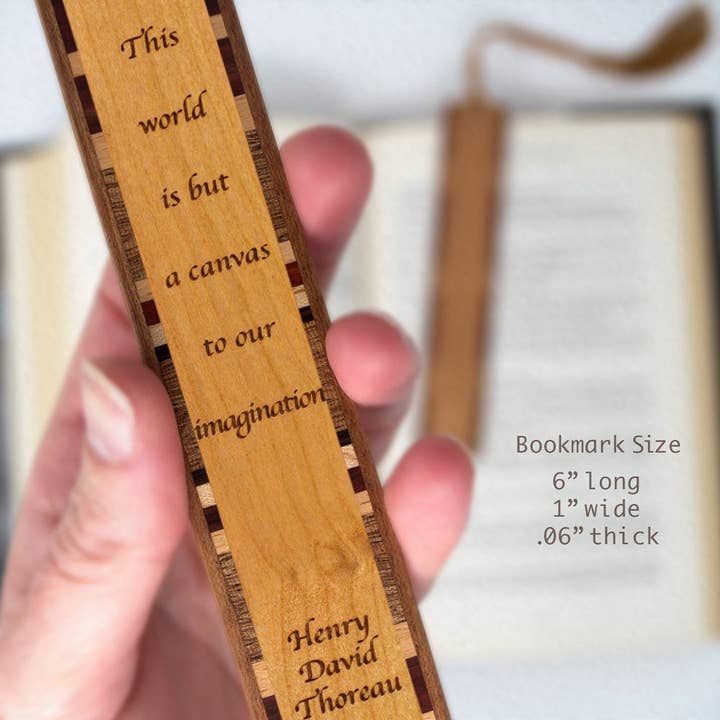 Mitercraft - Wholesale Bookmark - Henry David Thoreau Imagination Quote Wooden Bookmark