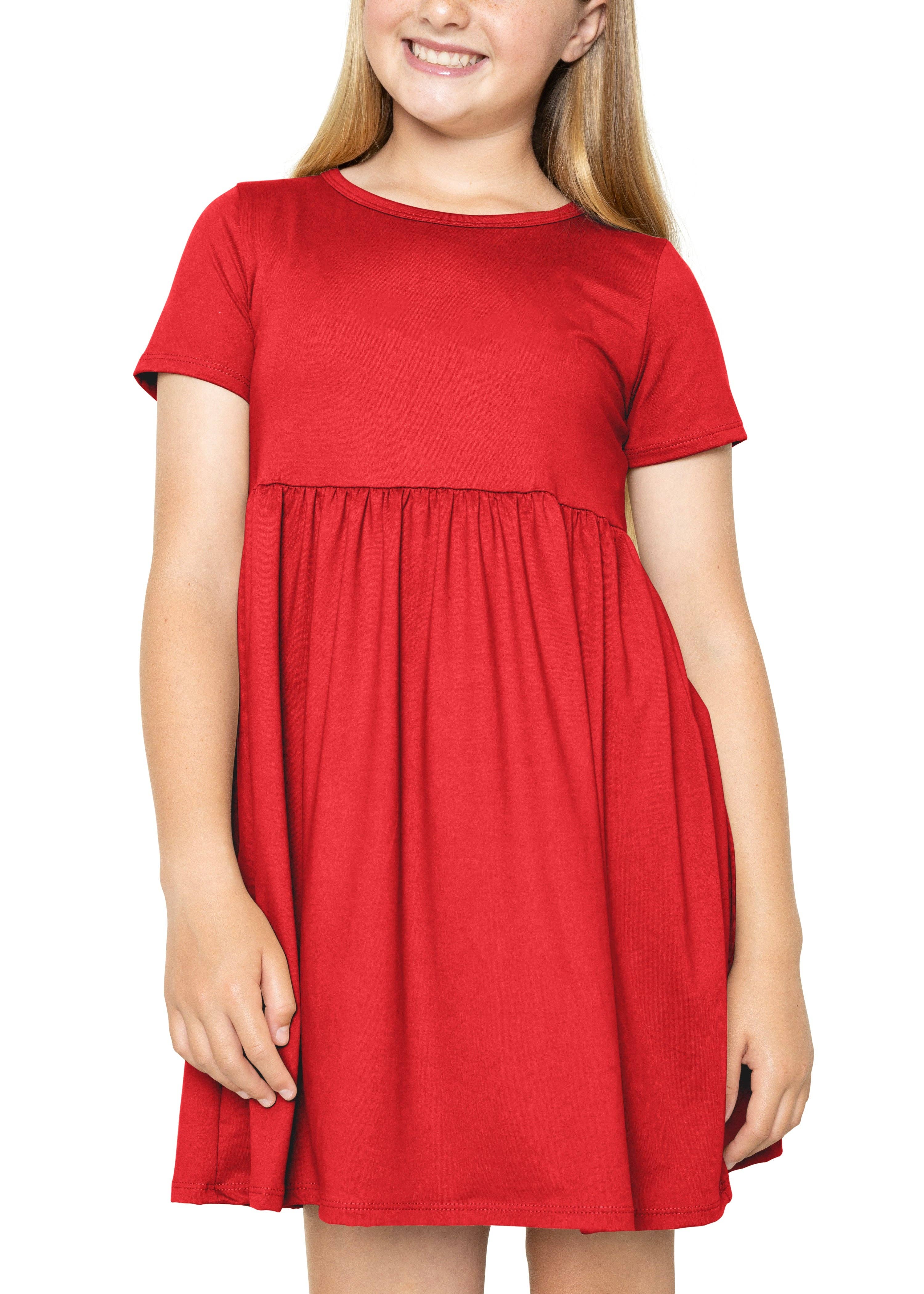 Stretch Is Comfort - Wholesale Dress - Kids - Youth Girl’s Oh So Soft Playtime T Shirt Dress Short Sleeve Casual Stretch Play Dresses|Little to Big Kids4
