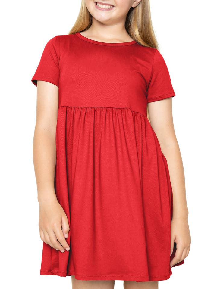Stretch Is Comfort - Wholesale Dress - Kids - Youth Girl’s Oh So Soft Playtime T Shirt Dress Short Sleeve Casual Stretch Play Dresses|Little to Big Kids4