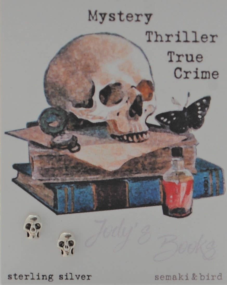 Semaki & Bird - Wholesale Stud/Post Earrings - Skull Book lovers  studs - sterling silver0