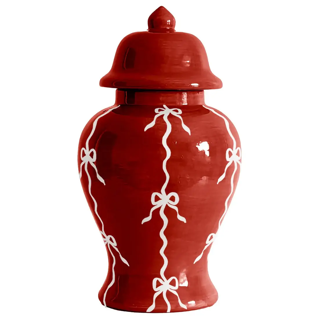 Lo Home | Ruby Clay - Wholesale Decorative Jar - Bow Stripe Ginger Jars in Red2