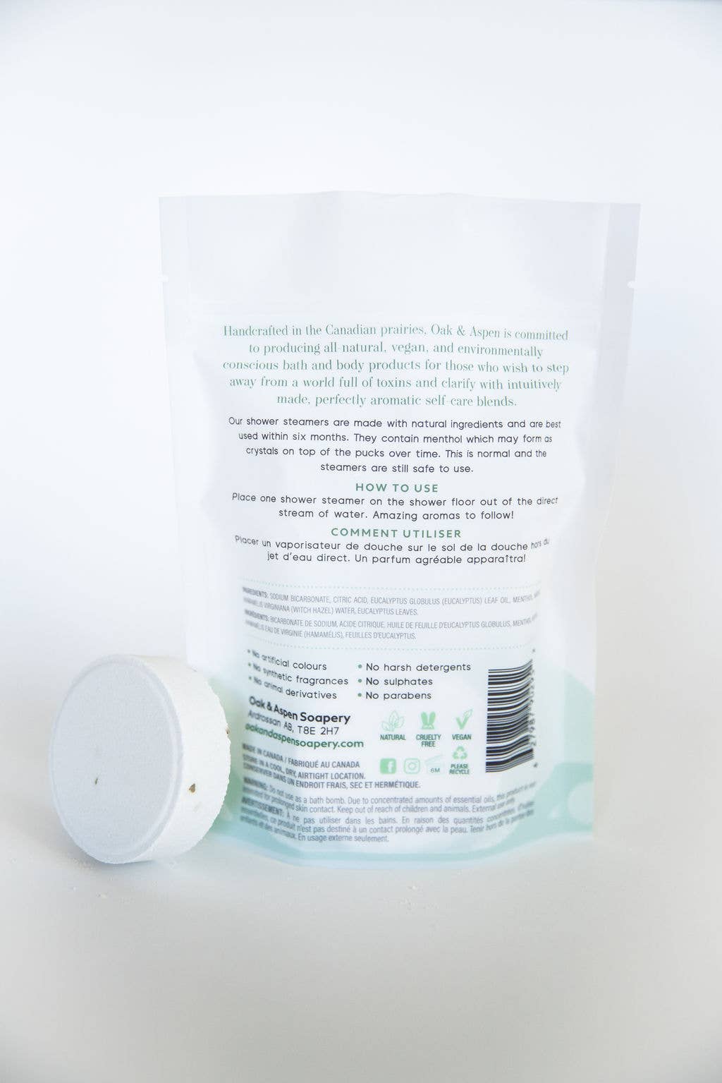 Oak & Aspen Soapery - Vente Bombe de douche/galet bien-être pour la douche - Cuiseurs à vapeur pour douche : Breathe Easy1