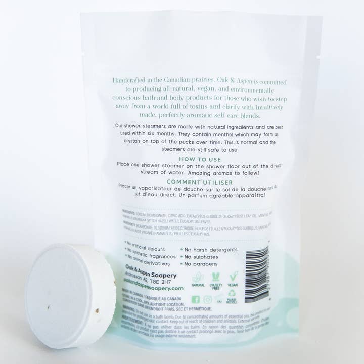 Oak & Aspen Soapery - Wholesale Shower Steamer/Bomb - Shower Steamers: Breathe Easy1
