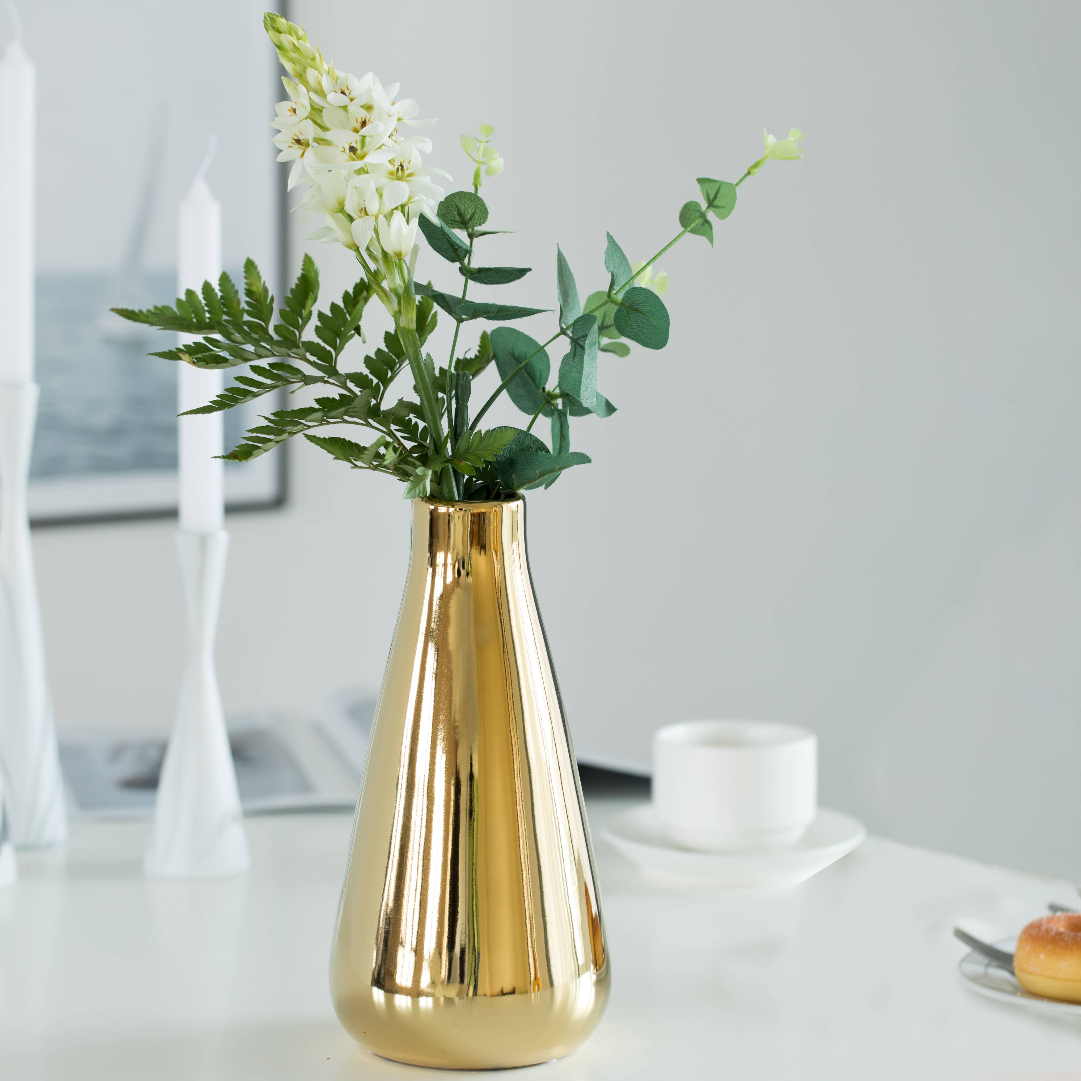 Quickway Imports - Wholesale Vase - Decorative Ceramic Modern Centerpiece Table Vase, Gold12