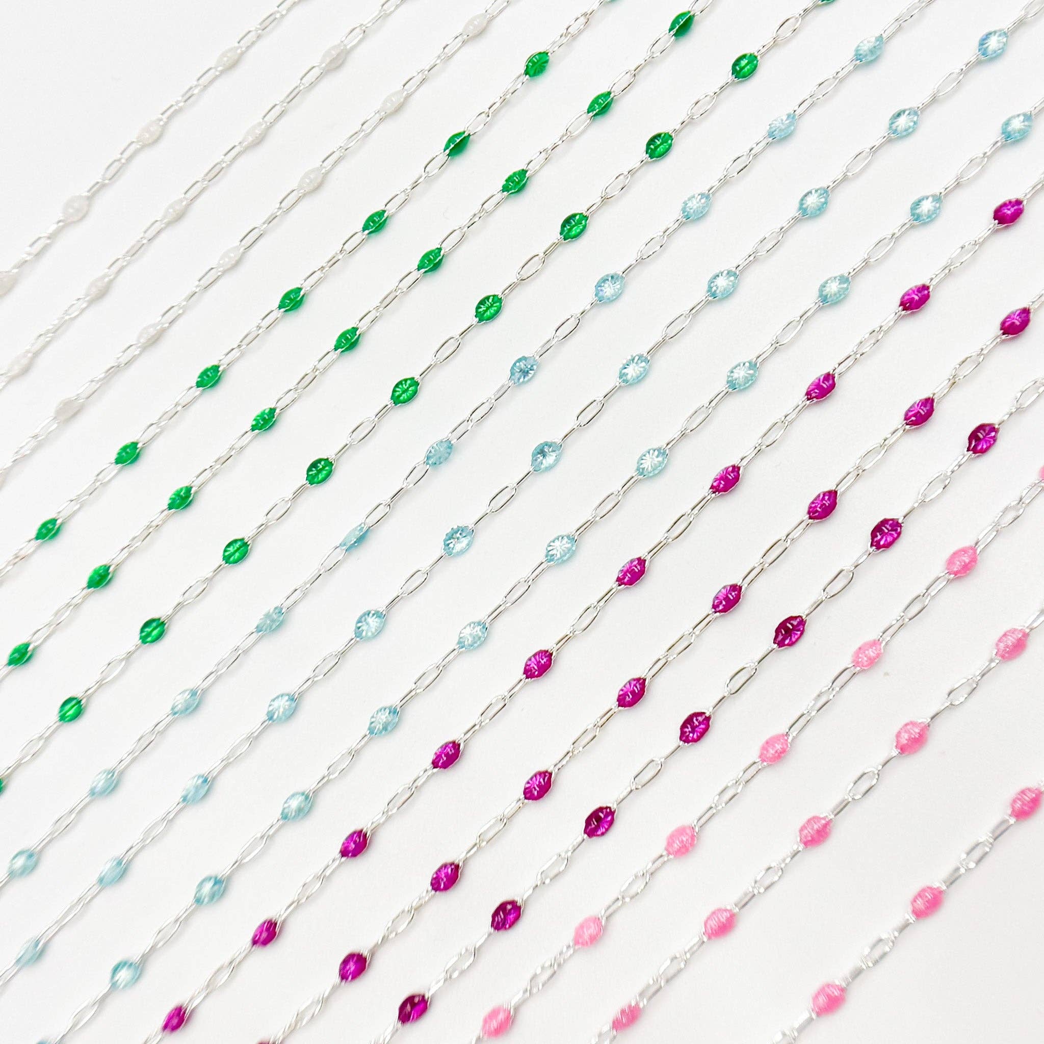 Jewels & Chains - Wholesale Link & Chain Necklace - V250ENSS. Sterling Silver Enamel Satellite Chains6