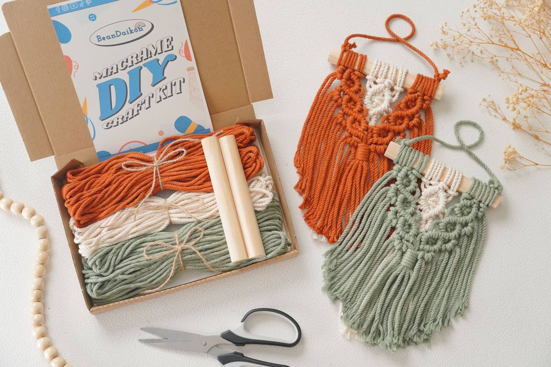 BeanDaikon - Vendita all'ingrosso Kit per lavoretti fai da te - Kit artigianale da appendere a parete in mini macramè K179