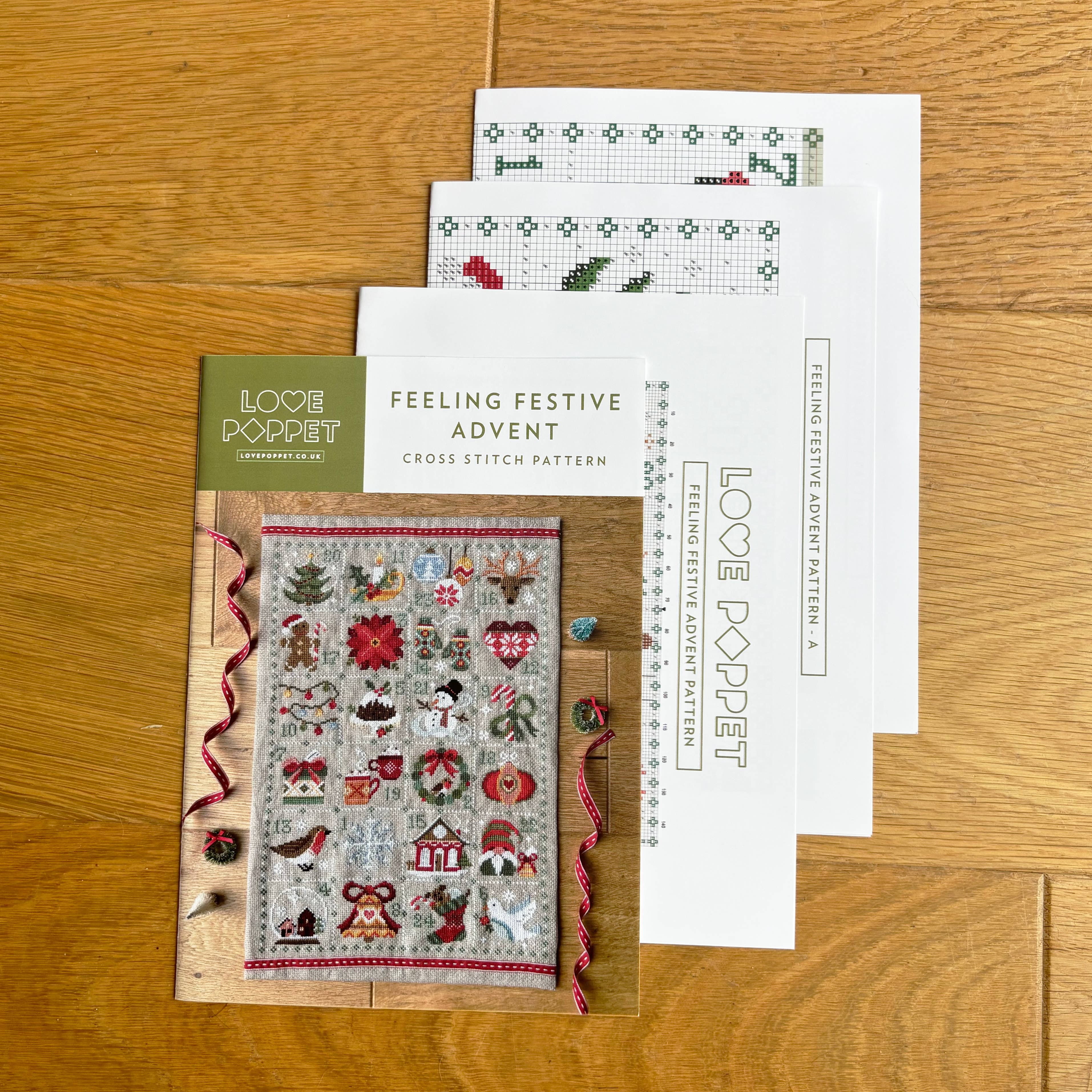 Love Poppet - Wholesale Embroidery/Cross Stitch Supplies - Feeling Festive Advent - Cross Stitch Kit2