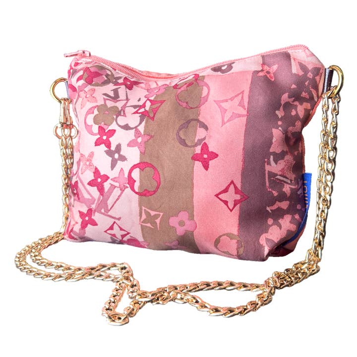 LV Tumbled Monogram Vintage Silk Scarf Crossbody Bag for wholesale by Vintage Luxe Up