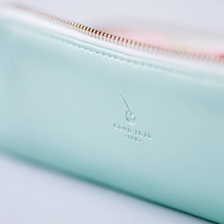 Good Juju Ink - Wholesale Pencil case/pouch - Luxe Slim Pencil Pouch - Metallic Seafoam Green2