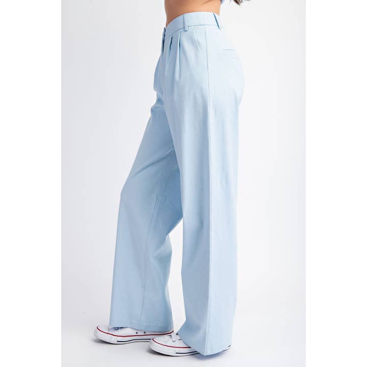 LT BLUE Cp4843 Pleated At Waist Linen Pants for wholesale on Faire