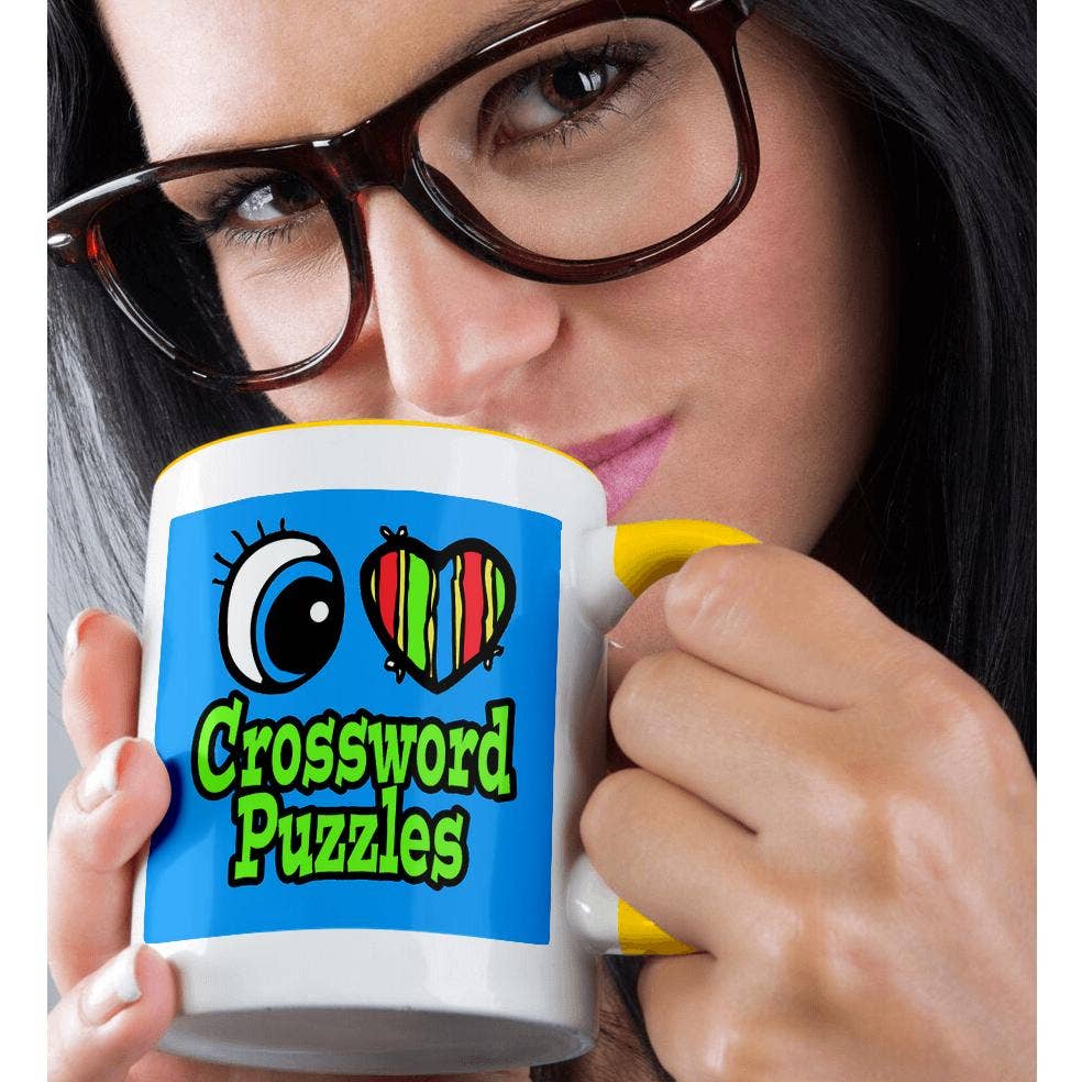 3dRose - Wholesale Coffee Mug - 3dRose, Bright Eye Heart I Love Crossword Puzzles, Mug1