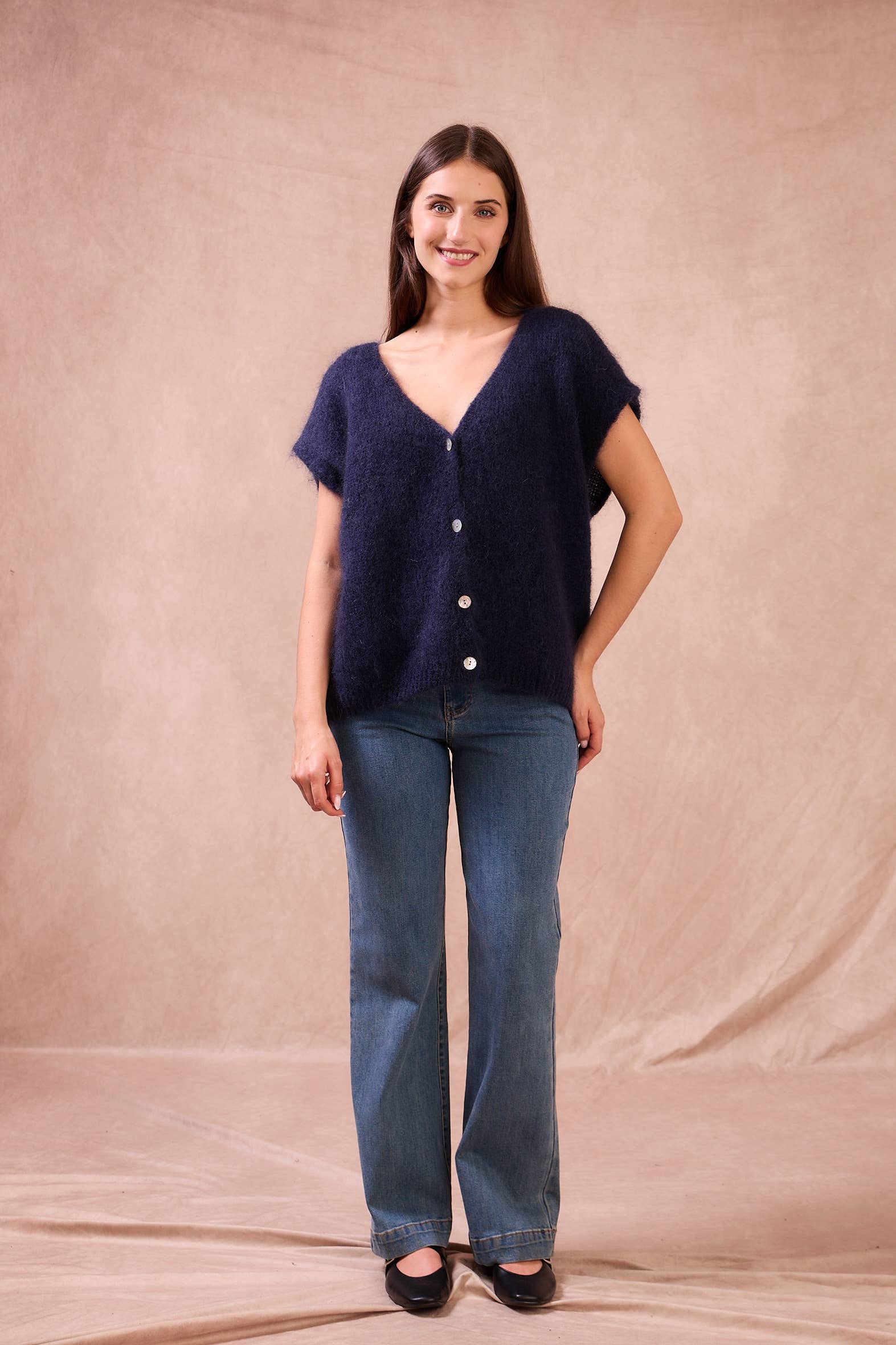 Calie Paris - Wholesale Cardigan - Women's - Sleeveless Mohair Cardigan with Buttons8