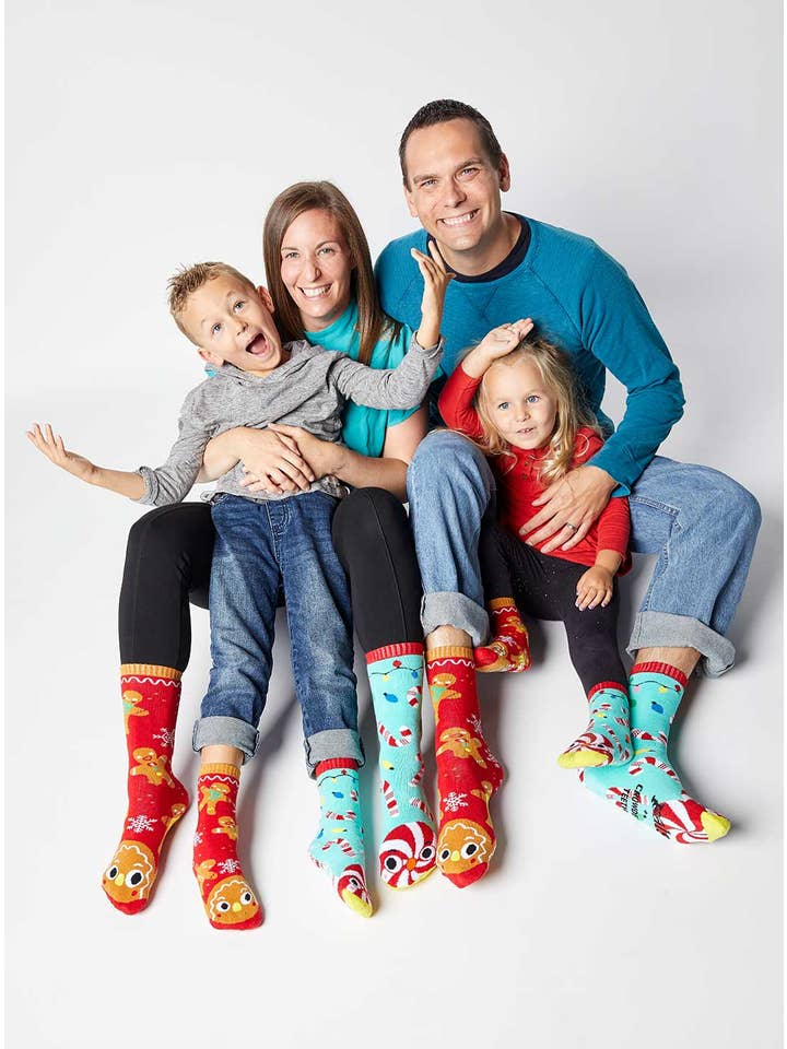 Pals Socks - Venta al por mayor Calcetines - Niños y bebés - Calcetines navideños antideslizantes para bebés con pan de jengibre y bastón de caramelo
