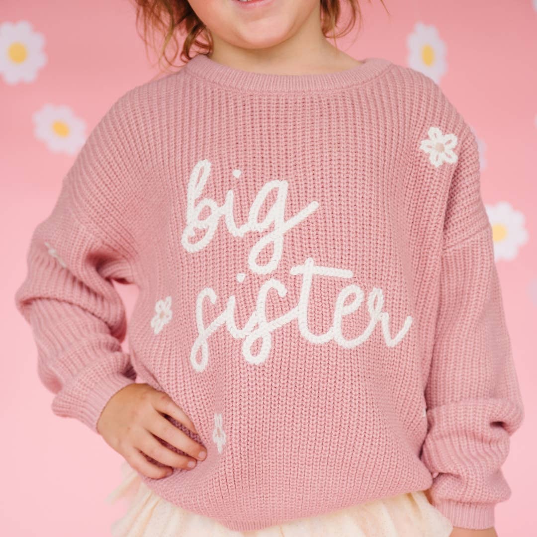 Sweet Wink – wholesale Knitted jumper – Kids – Big Sister Knit Sweater - Family Fun - Birth Announcement2