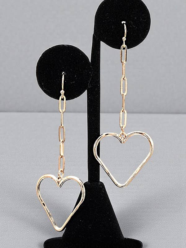 BOUCLE D'OREILLE PENDANTE CŒUR EN CHAÎNE pour la vente par Andrea Bijoux