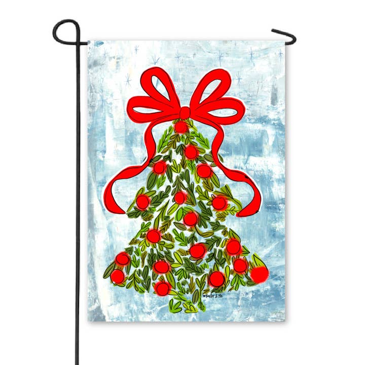 Baxter & Me - Wholesale Flag - Holly Berry Christmas Tree Garden Flag1
