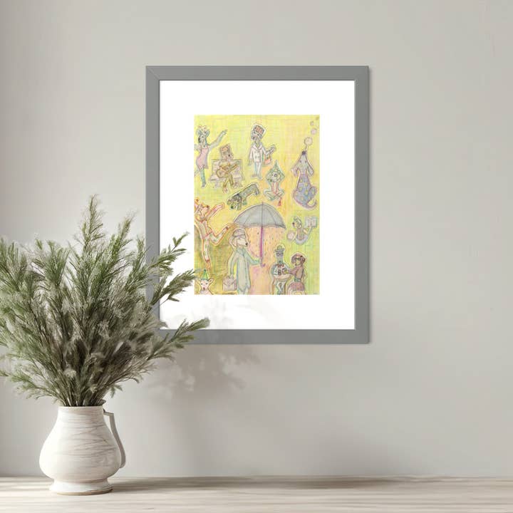 Bernie Street Studios - Wholesale Art Print - Dog Park Dreams and Dances whimsical illustrated art print 1