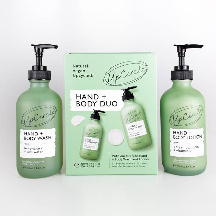 Natural Vegan Sustainable Hand + Body Soap + Lotion Duo for Summer for wholesale by UpCircle Beauty Europe