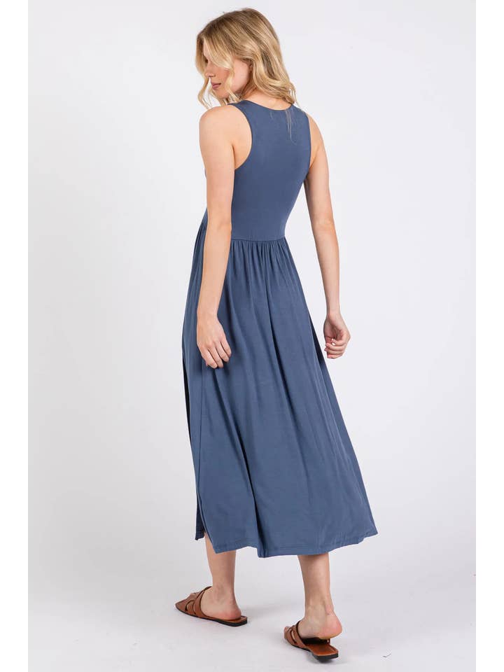 Final Touch - Wholesale Dress - Women's - Sleeveless Slitted Dress - D40755