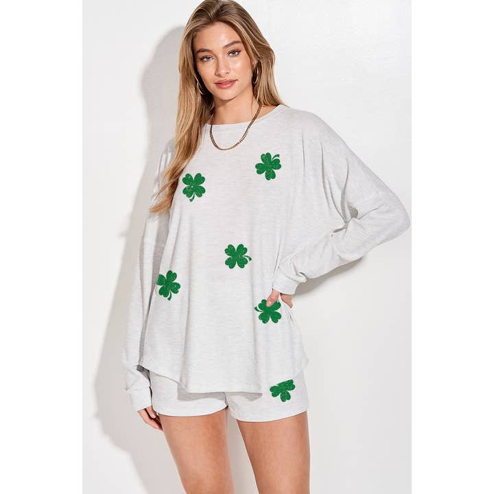 Conjunto de calças curtas St Patricks Day Clover lounge por atacado de Phil Love