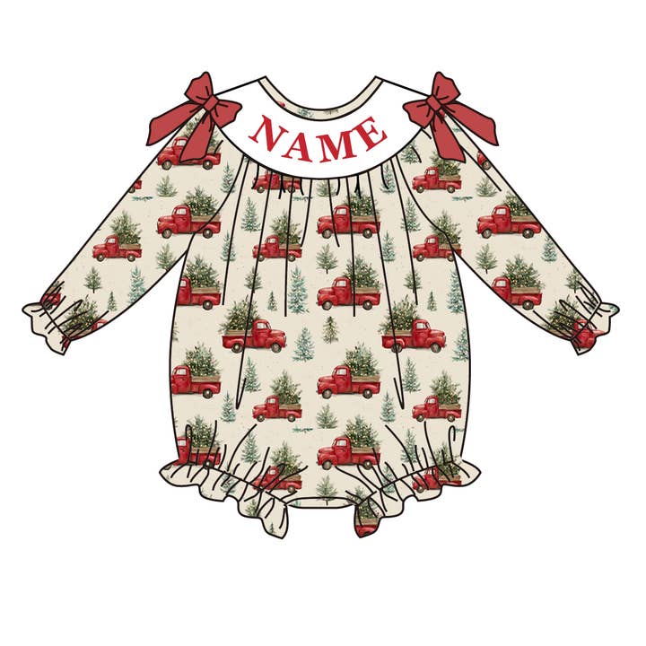 Auraquise - Vente Ensemble de vêtements – bébé - Collection de Tenues Personnalisées avec Broderie Smockée de Sapin de Noël