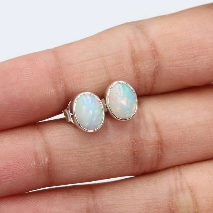 Jay Jools - Wholesale Stud/Post Earrings - Ethiopian Opal Stud Earrings: 925 Silver Handmade Jewelry5