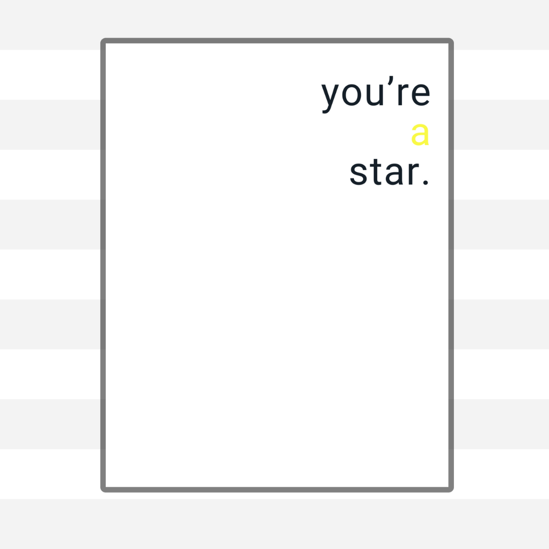 STUDIO LEMONADE - Wholesale Congratulations Card - you're a star. Greeting Card with Kraft Envelope8