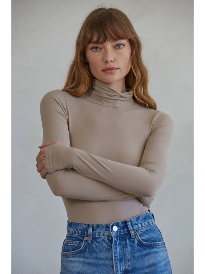 By Together - Wholesale Bodysuit - Women's - S1144 | Knit Seamless Turtle Neck Long Sleeve Bodysuit8