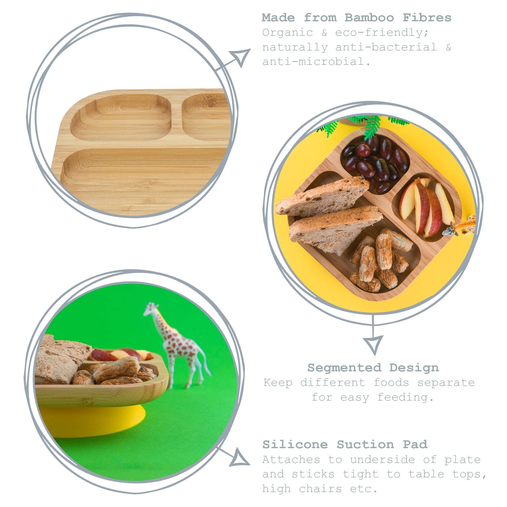 Rinkit Ltd - Wholesale Dinner Plate - Kids & Baby - Tiny Dining Kids Bamboo Plate with Suction Cup Orange3