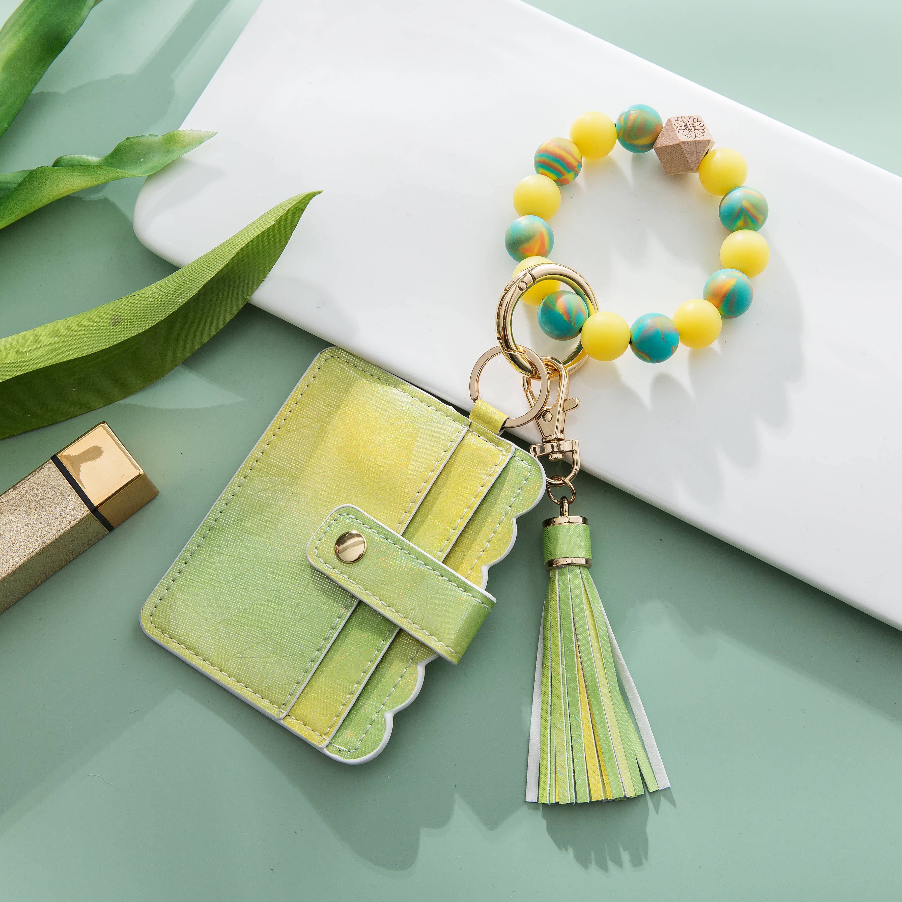 Gelb Silikon-Armband — glitzernder Schlüsselanhänger im Brieftaschenformat (Stern) für den Großhandel auf Faire5