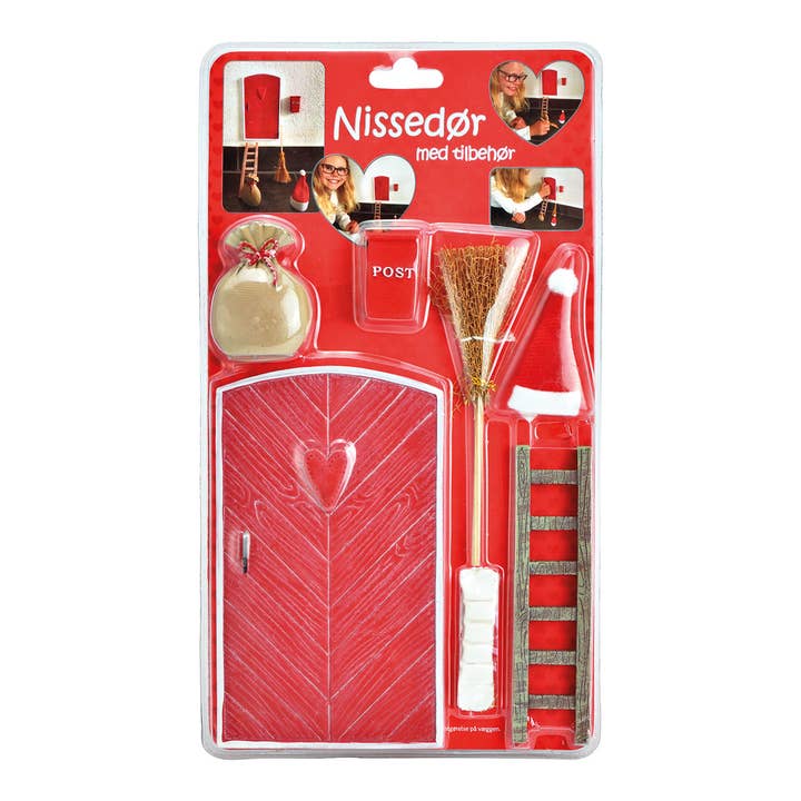 Wurm - Wholesale Christmas Decoration - Elf door 6-piece set, made of poly red (W/H/D) 17x30x3cm
