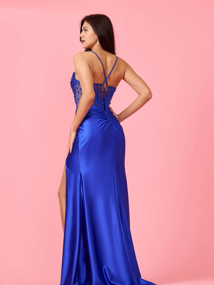 Kos Couture - Wholesale Gown - Women's - Long Beaded Formal Corset Prom Dress3