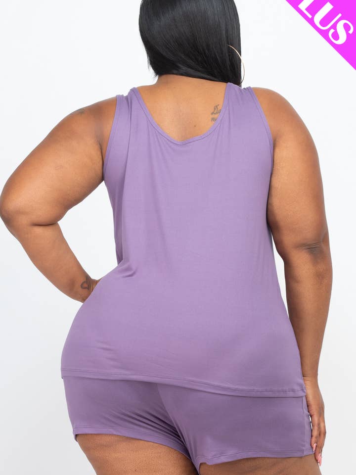CAPELLA APPAREL - Wholesale Lounge Set - Women's - Plus Comfy Tank Top & Shorts Set