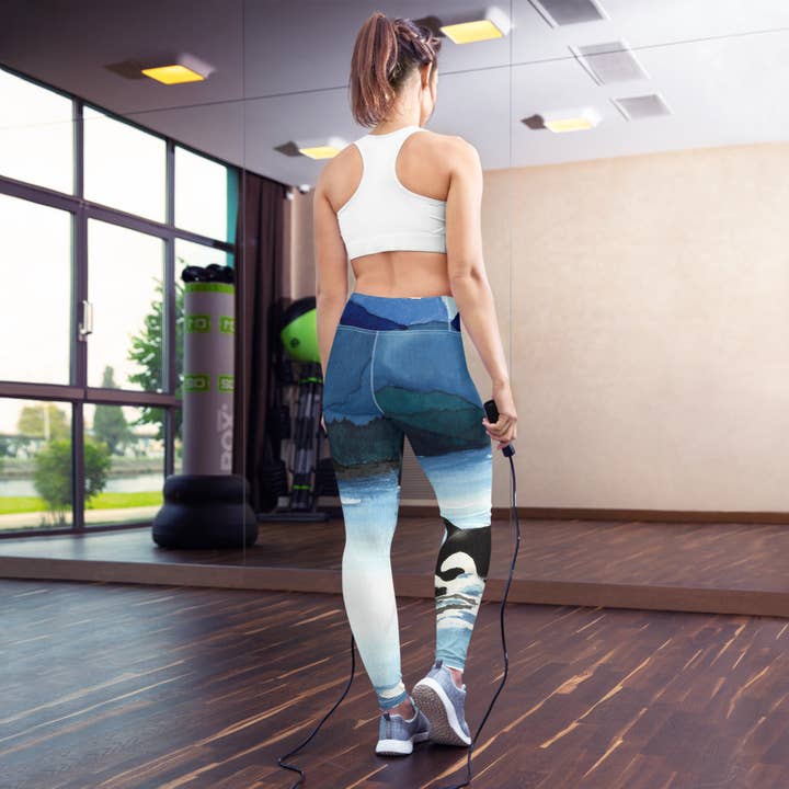 Orca Breach Designer Leggings for wholesale by Brazen Design Studio