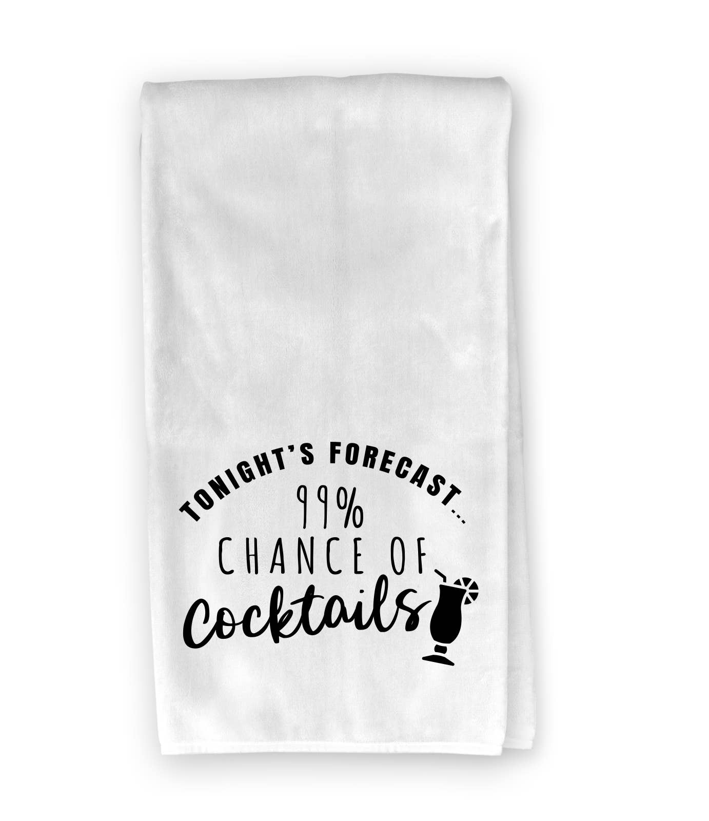 White Drink Ink Kitchen Towel - 99% Chance of Cocktails for wholesale on Faire