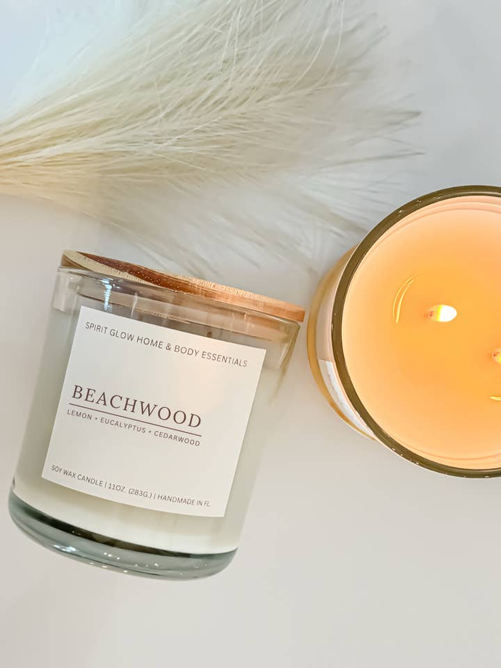 Beachwood - 11 oz. Soy Candle for wholesale by Spirit Glow Home & Body Essentials