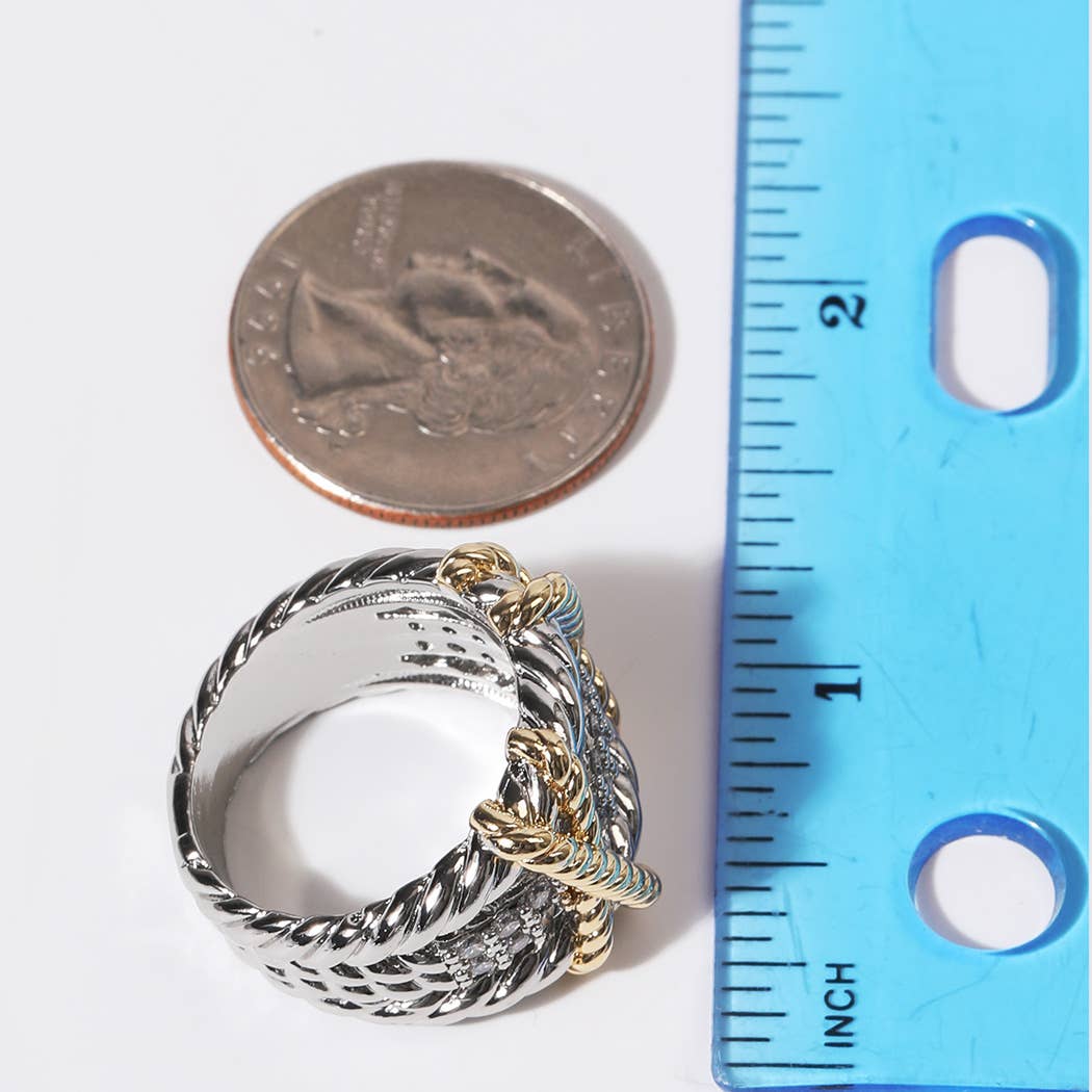 K2152 CZ Rebstruktur Flerlaget Guldbelagt Ring for engroshandel på Faire4