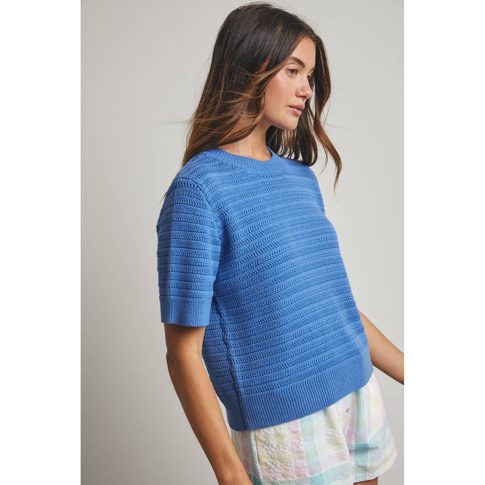 Wishlist Apparel - Wholesale Knit Sweater - Women's - TEXUTRED SHORT SLEEVE SWEATER TOP / WL25-118966